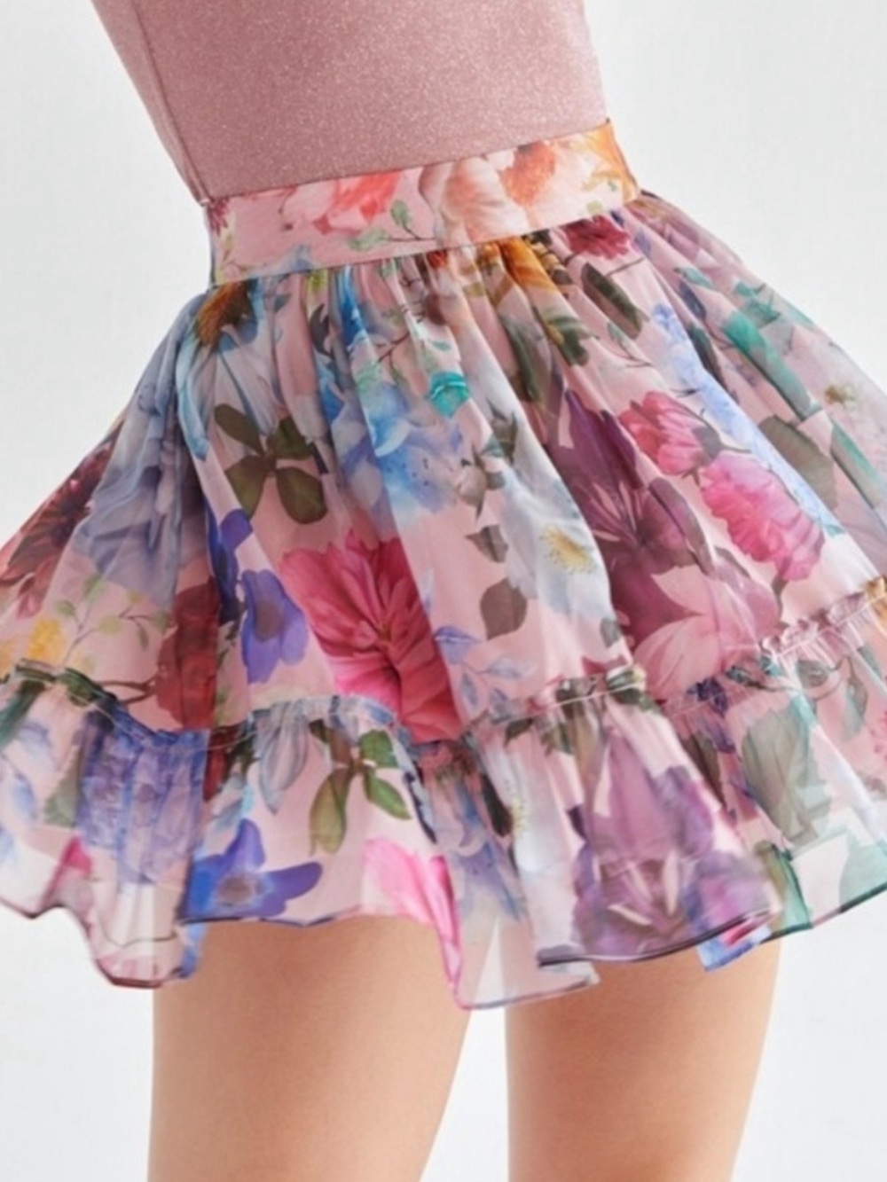 mi ami for Francesca’s Floral Multicolor Chiffon Skirt XS NWOT